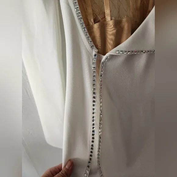 Fashion Nova NWT Foreign Affairs White Maxi Dress w/ Nude Bodice - Picture 8 of 9